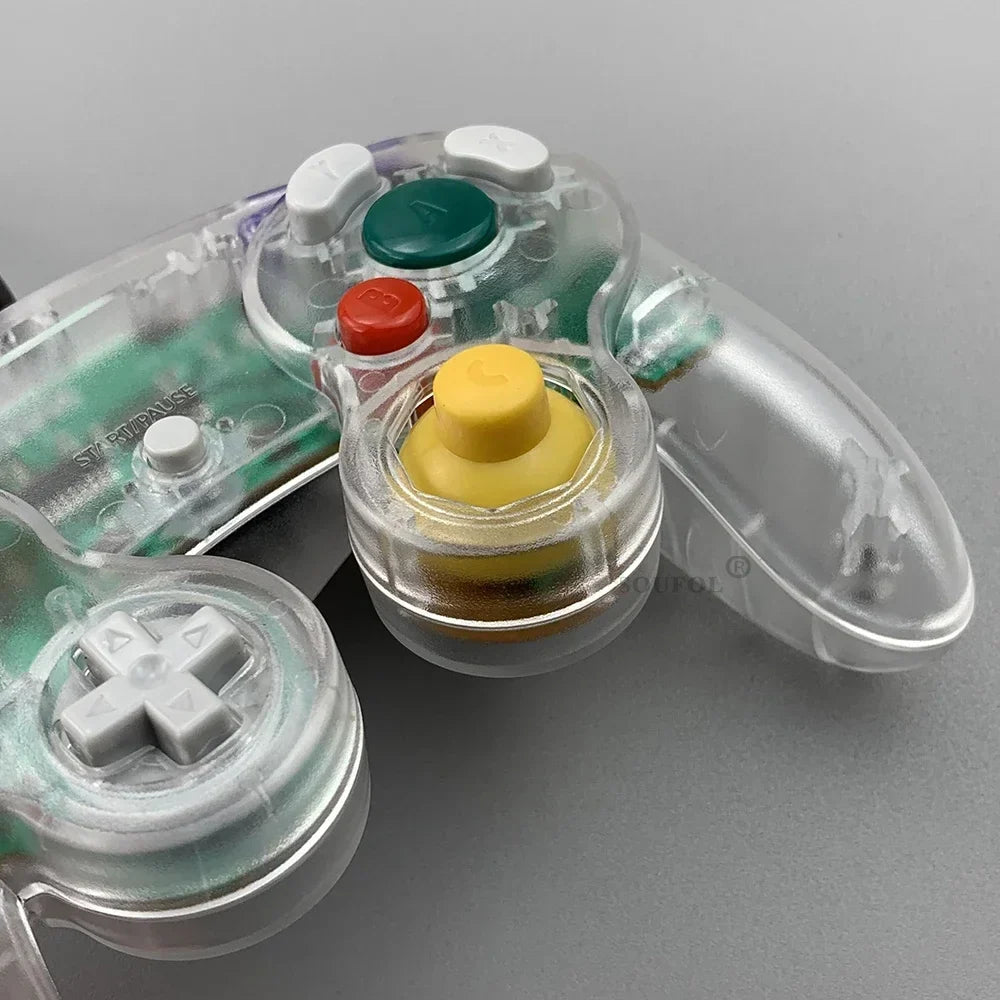 Transparent for GameCube For NGC Gamepad One Button Wired Game Controller Joystick for NGC Game Console