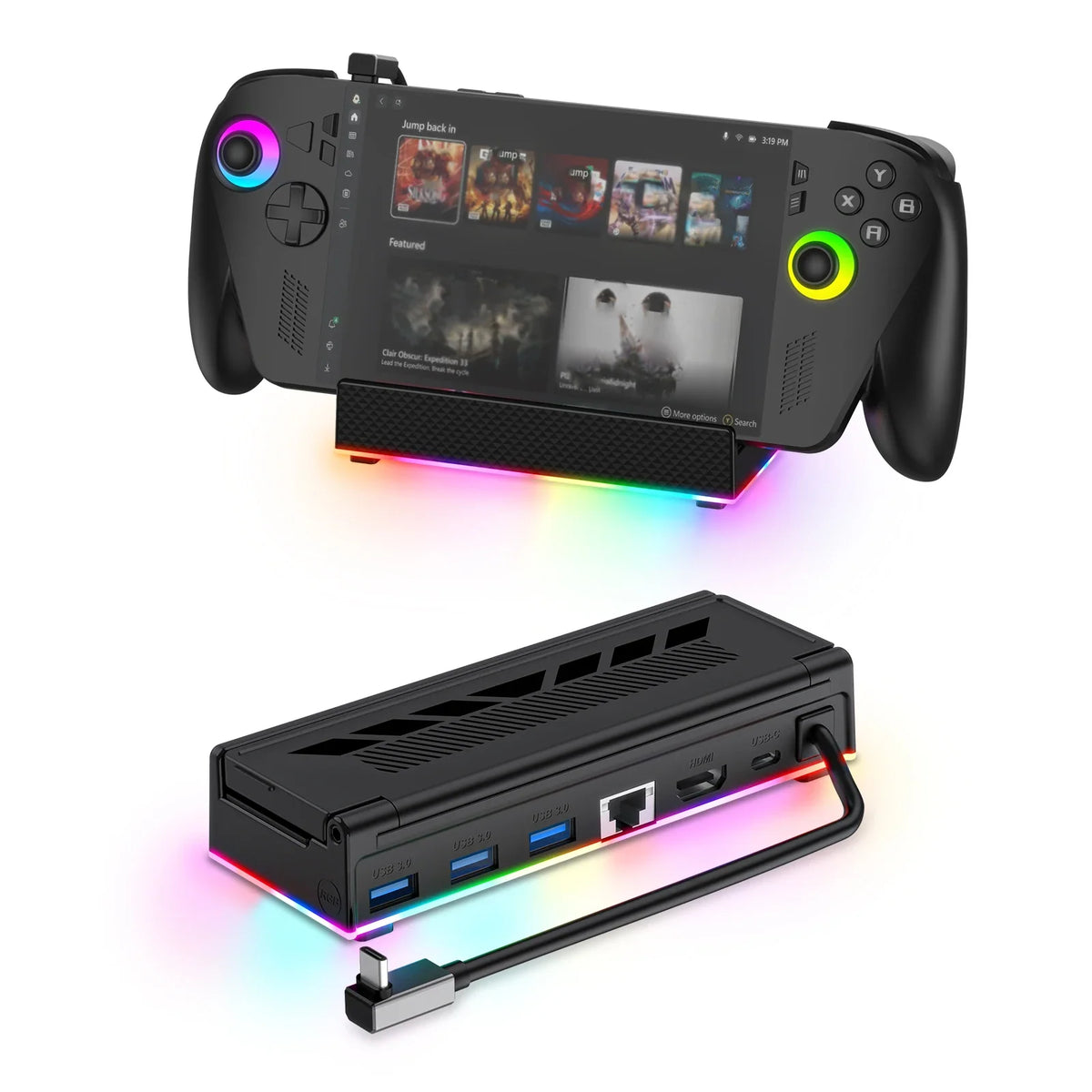 Steam Deck RGB Dock for ROG Xbox Ally X, Legion Go, 4K120Hz