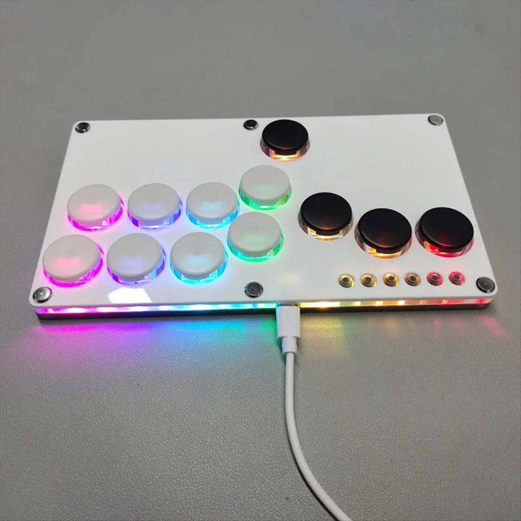 Y96A Flatbox Hitbox Arcade Fighting Game Encoder Controller Xinput/Dinput Mini Hitbox Console for NS/PS3/PS4 White+Black Key