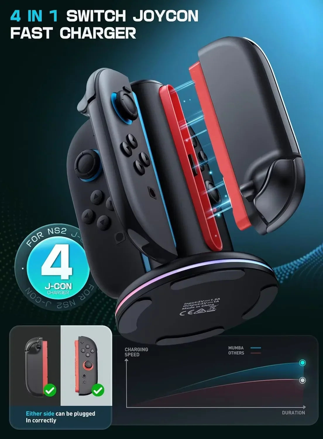 Fast Charging Dock 4-In-1 Charger Station For Switch 2 Joy Con Accessories Switch2 Joycon Controller Stand