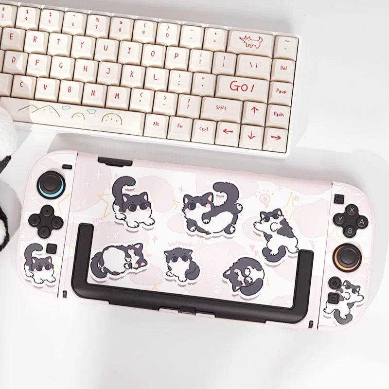 Cute Cat Ns2 Protective Case For Switch Oled Anti Scratch Shockproof Cover 2nd Generation Soft Pink Protective Case Set