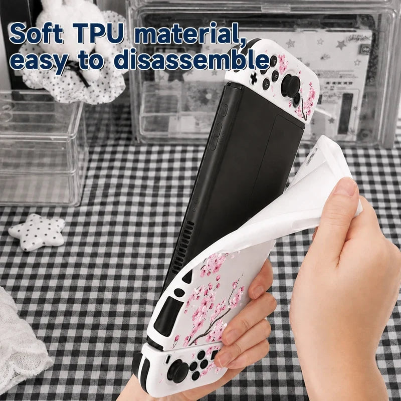 Soft TPU Case for Nintendo Switch OLED & Switch, 4 Thumb Grips