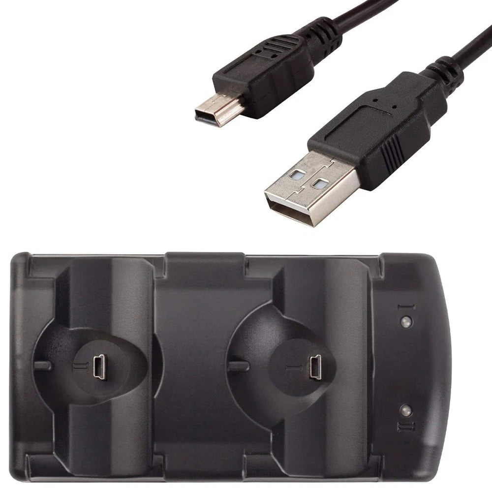 For PS3/PS Move Controller Charger Station for Sony Playstation 3 Charging Dock Stand with Dual USB Charger Cables LED Indicator