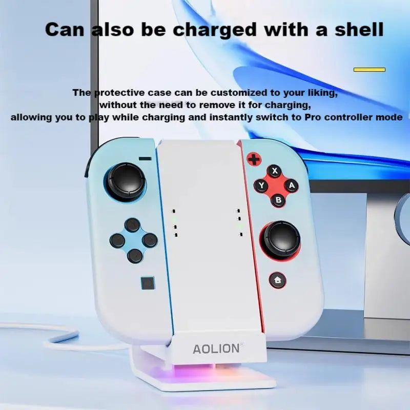 Aolion Charging Grip for Nintendo Switch Joycon, RGB Stand