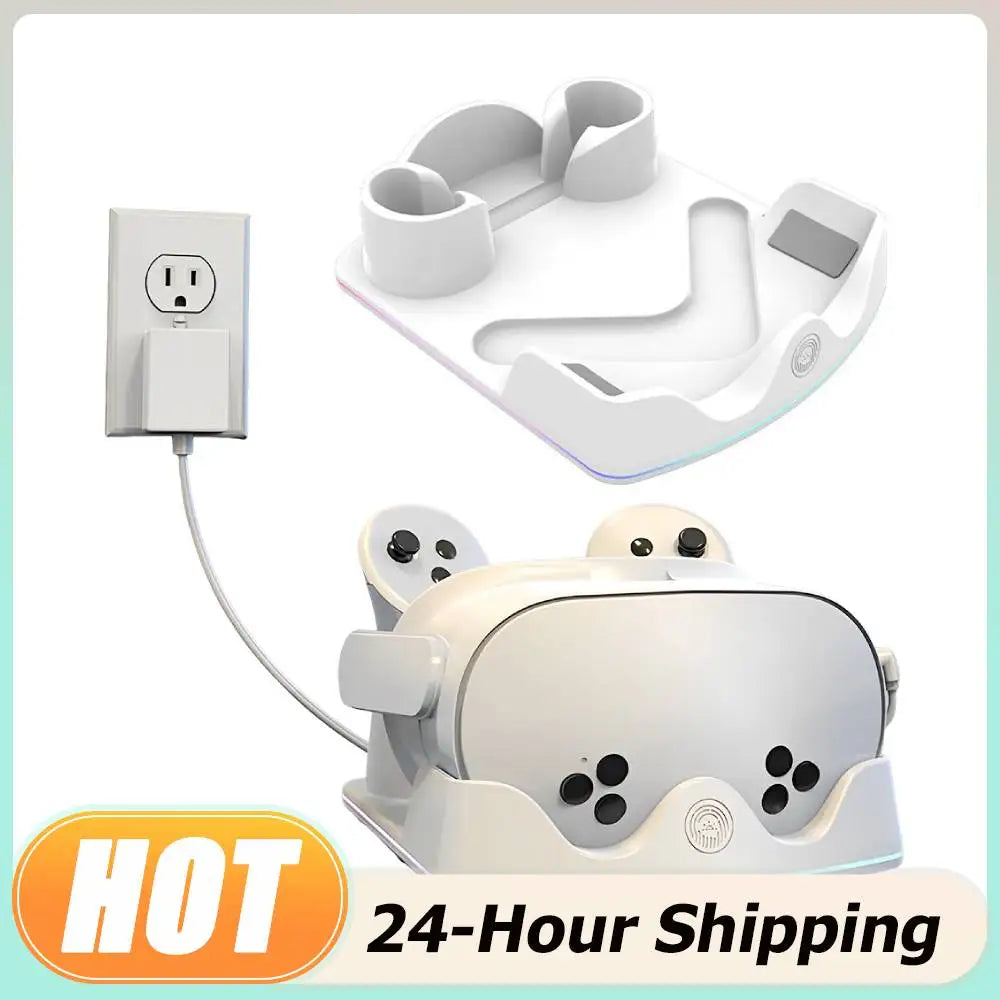 Charging Dock for Meta Quest 3S VR Headest Fast Charging Station Headset Display Stand and Controller Mount Controller Holder
