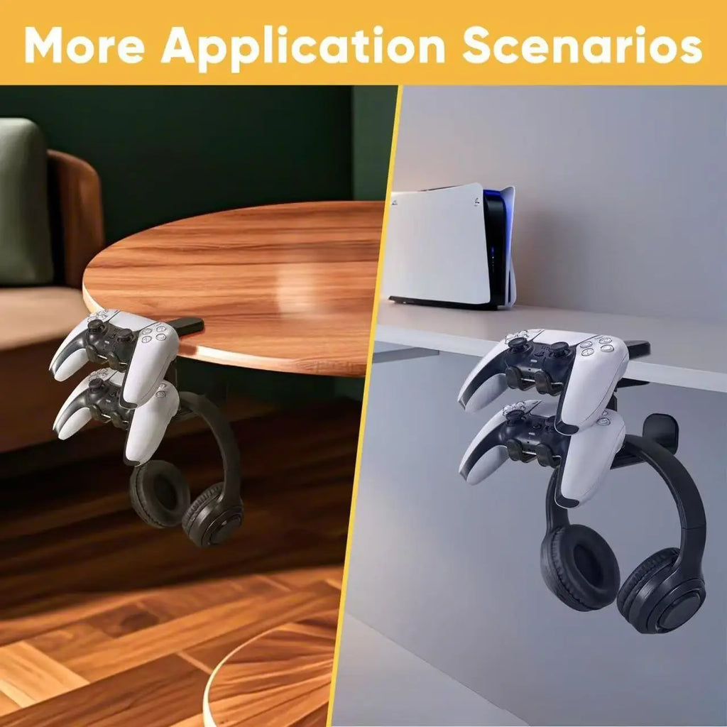 3-in-1 Headset & Controller Stand W/ Adjustable Clamp, Rotating Arm & Cable Management. Gaming Headphone & Controller Holder
