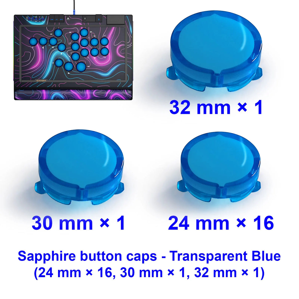 QANBA Sapphire S1 Button Cap Set, Arcade Game DIY Parts