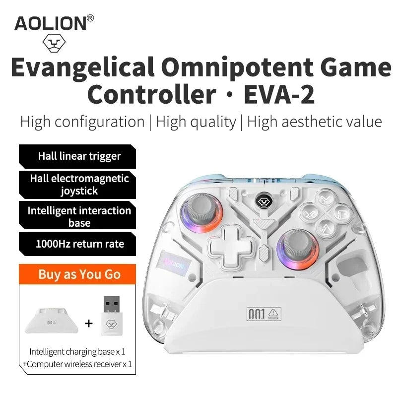 Aolion K10 RGB Wireless Controller, Charging Dock, Hall Effect