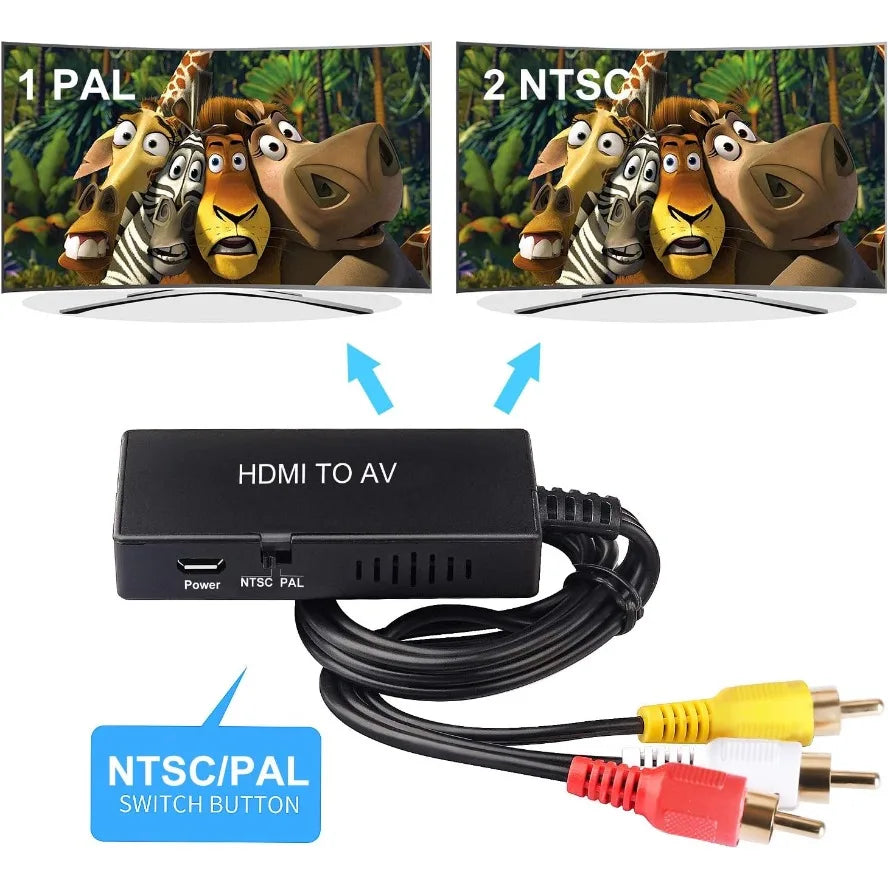 HDMI to AV RCA Converter with PAL and NTSC Support