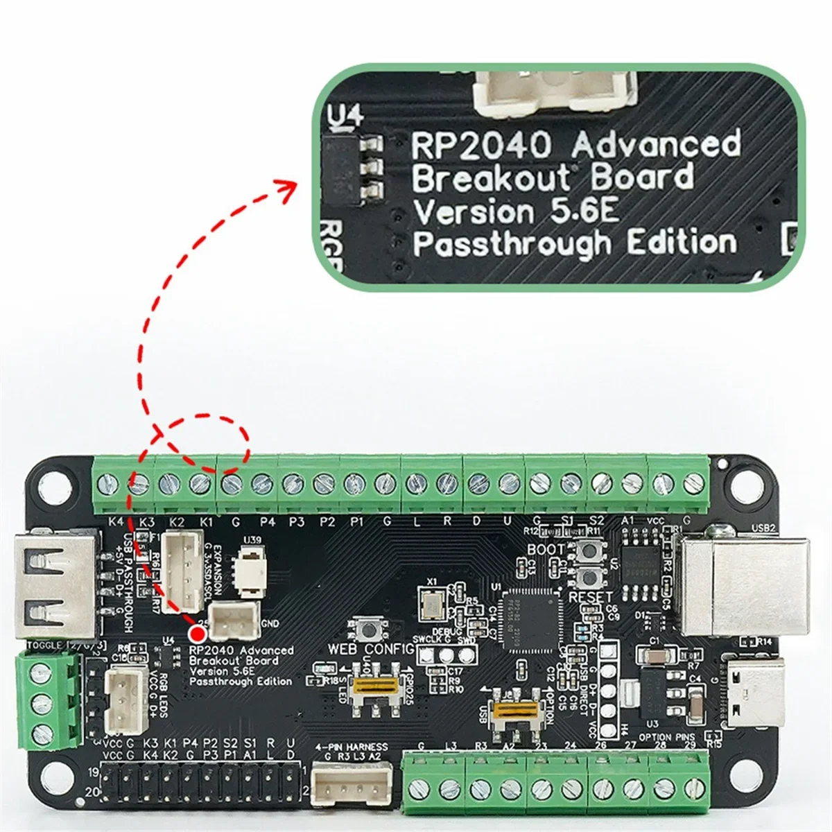3C-GP2040 RP2040 Breakout Board USB Passthrough for Hitbox DIY