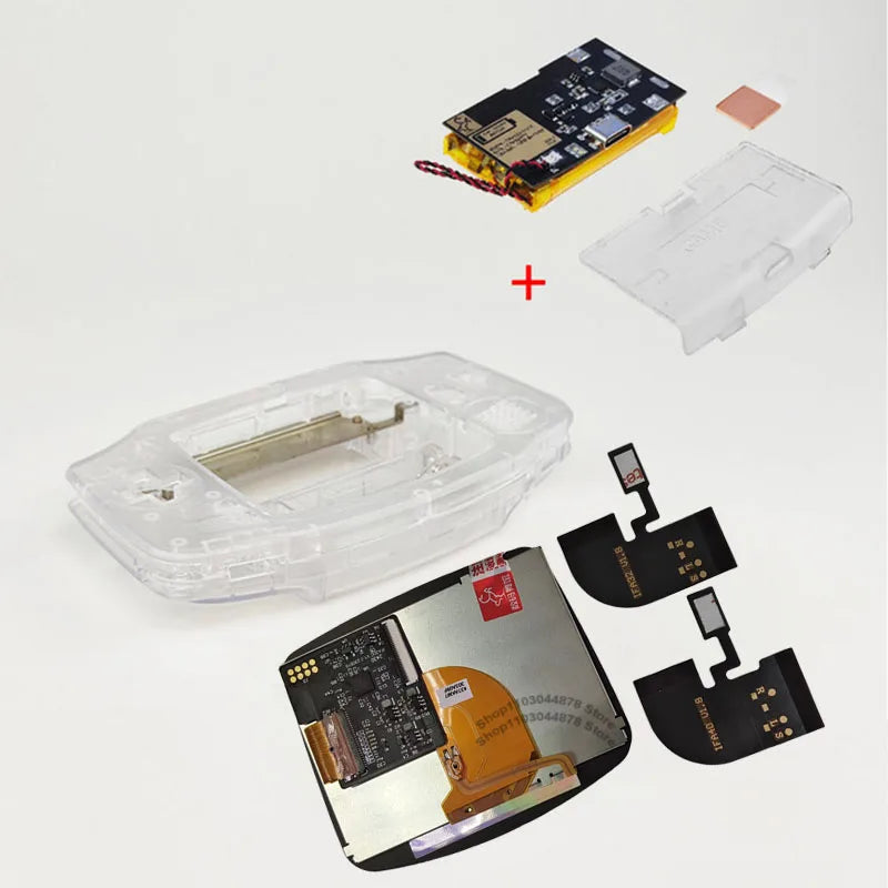 IPS V4 Pre Laminated Screen LCD Shell Kits 1800mAh Built-in Lithium Battery with Type C Charging Port Battery Cover For GBA