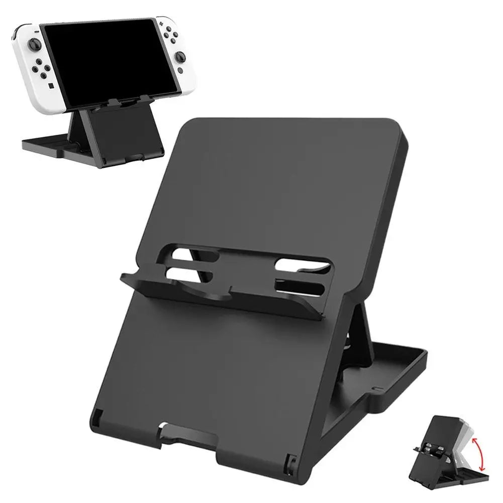 Foldable Stand for Nintendo Switch 2 OLED Lite 4-Level Adjustable Holder with 5 Game Card Slots Charging Port