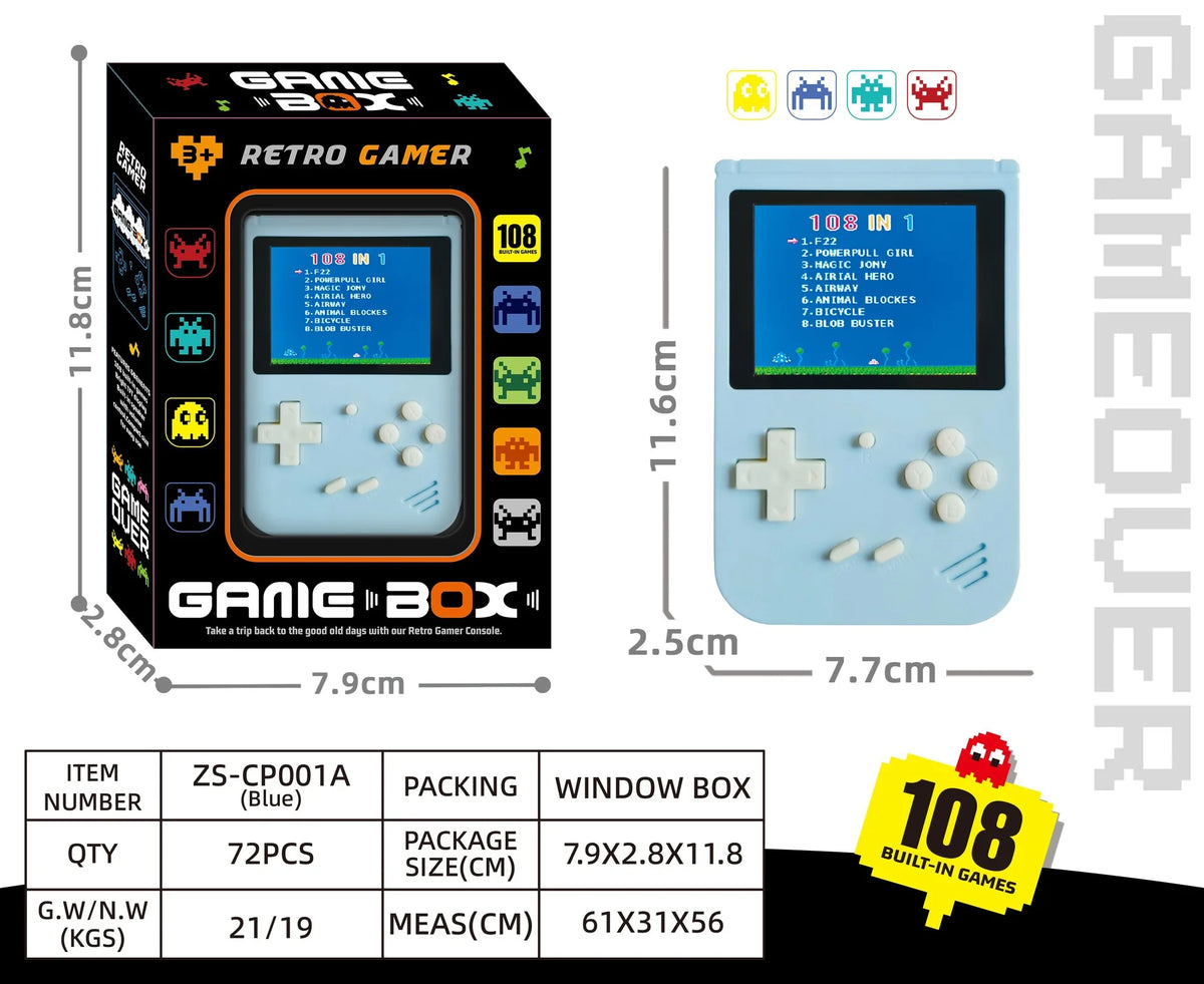 Retroid Style Gamer Mini Pocket Gaming Device 108 In 1 Built‑In Games Color Screen Portable Retro Video Game Player For Adults