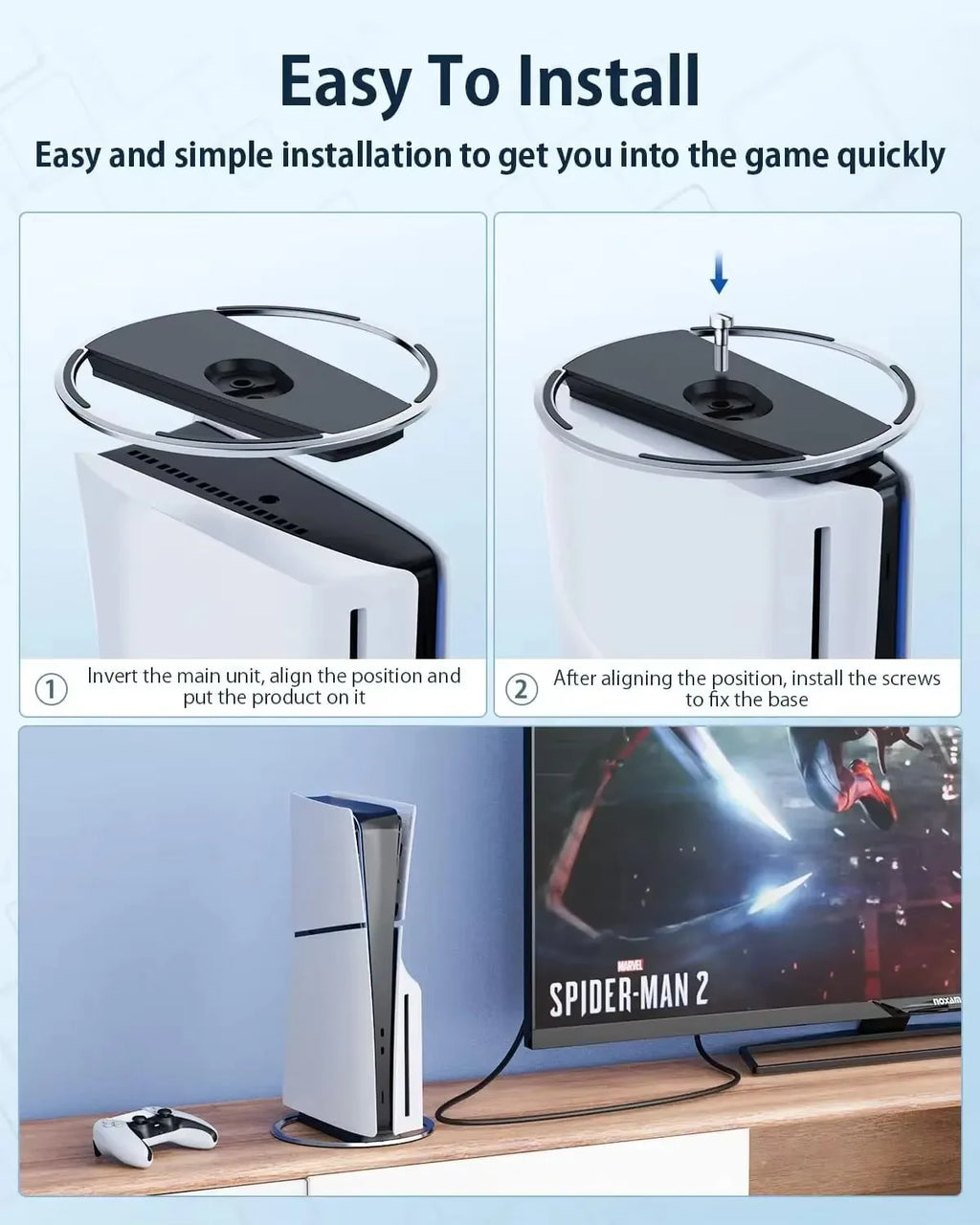 For PS5 Slim Vertical Stand Game Console Base Bracket Metal For PS5 Slim PS5 Vertical Stand Holder Disc / Digital