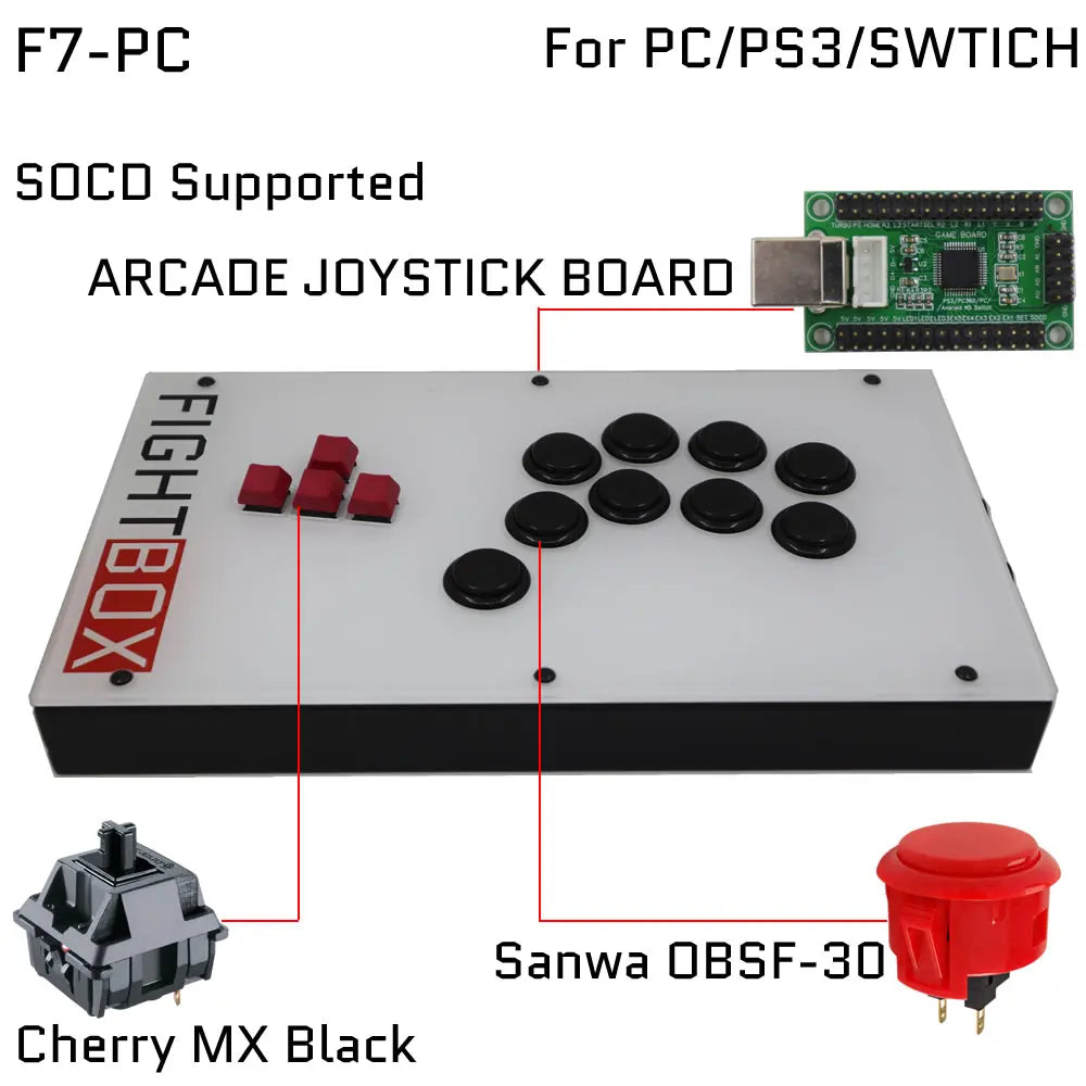 FightBox F1-F9 Sanwa Button Hitbox Arcade Fight Stick for PS4/PC