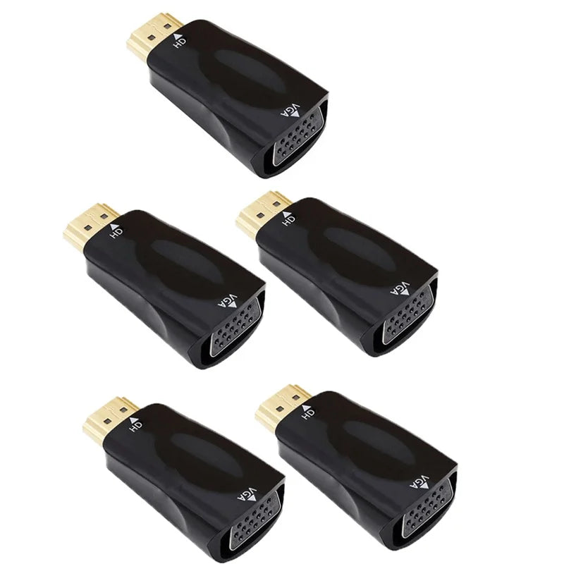 1-5pcs HDMI-compatible to VGA Cable Converter Male To Famale Converter Adapter 3.5mm Jack Audio HD 1080P For PC Laptop Tablet