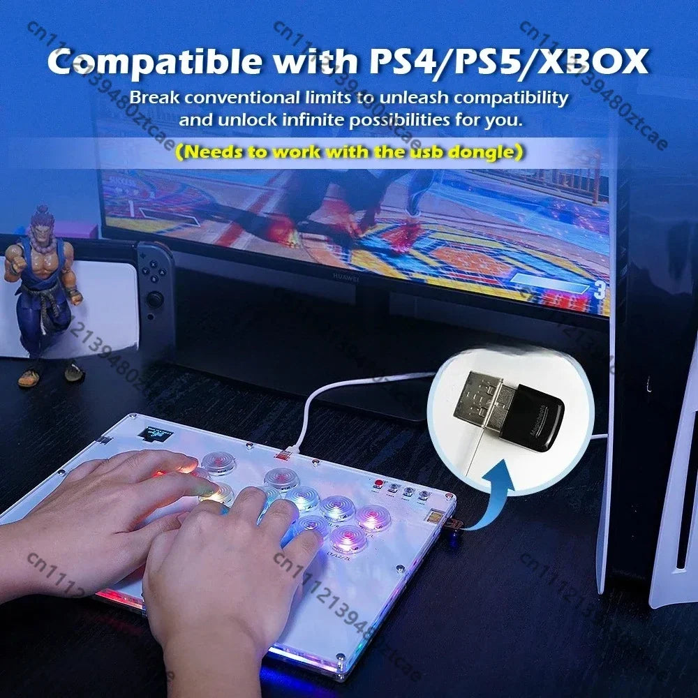 Leverless Hitbox Game Controller Fighting Joystick, Portable Duelpad Style Game Stick for Multi Platform Gaming Entertainment