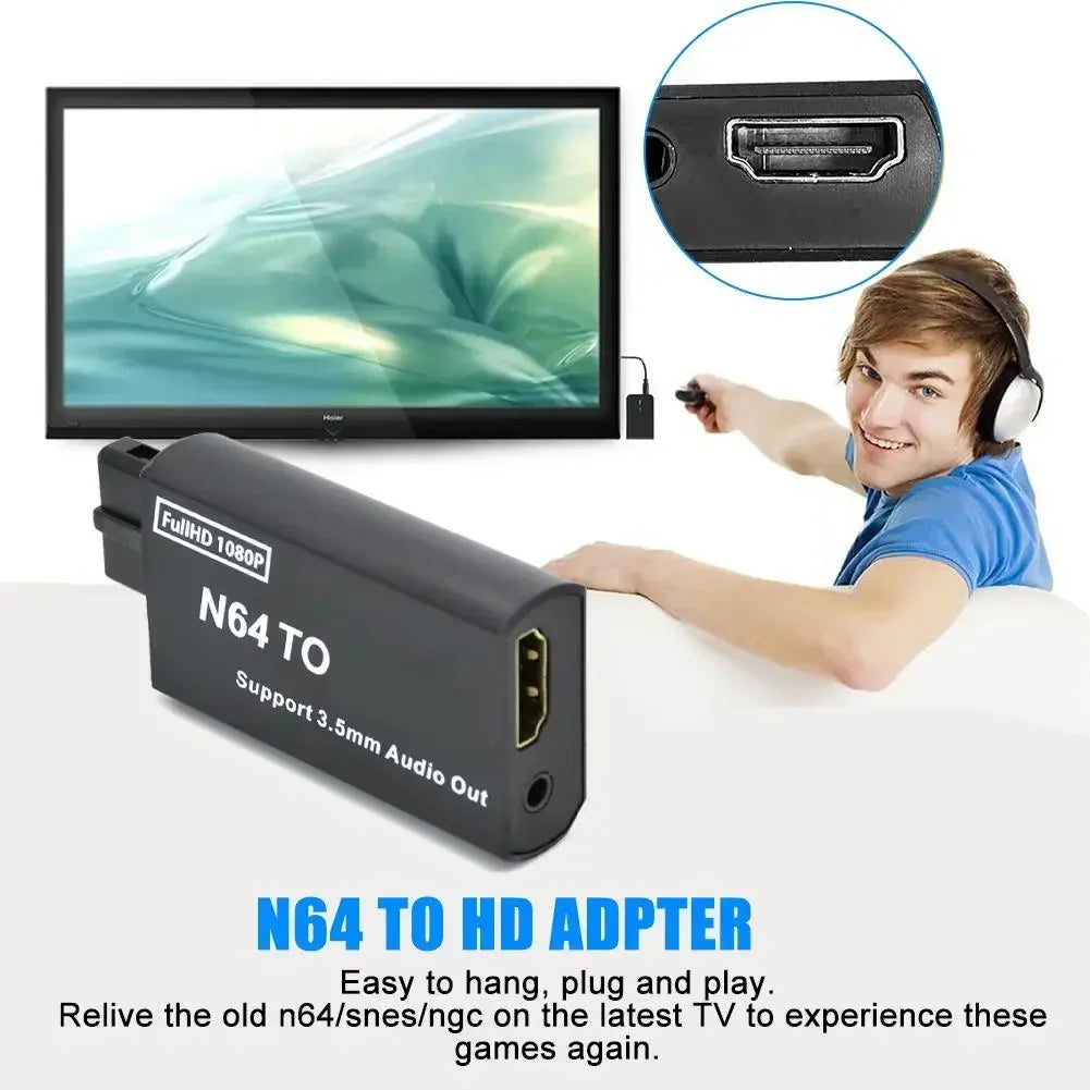 Retro Game Console 1080P HD Video Converter Adapter For N64 SNES SFC NGC S-Video Composite Input 4:3 16:9 Aspect Ratio Switching