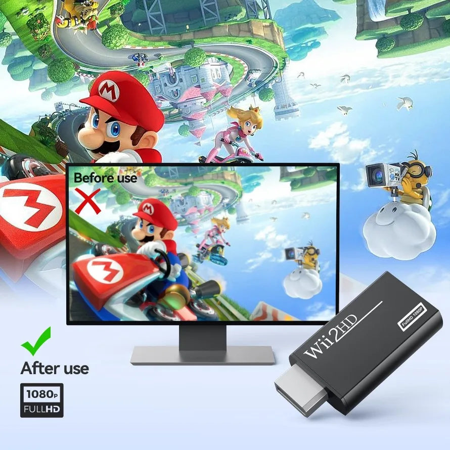 Wii to HDMI Converter Adapter with 720p or 1080p Output