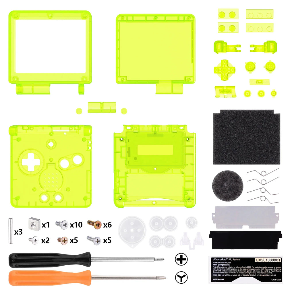 eXtremeRate Custom Replacement Housing Shell for Gameboy Advance SP (GBA SP) - Clear Series