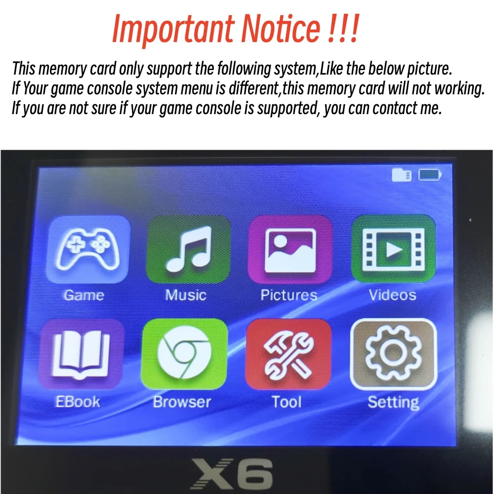 Game Card For X6 Game Console TF Memory Card 8GB/32GB With 10000 Free Games Retro Gaming