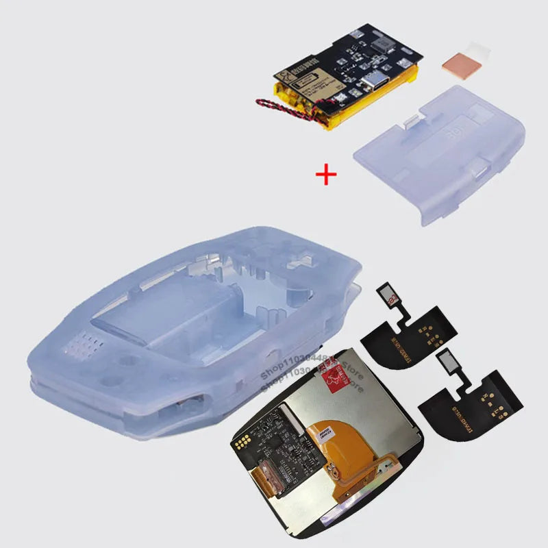 IPS V4 Pre Laminated Screen LCD Shell Kits 1800mAh Built-in Lithium Battery with Type C Charging Port Battery Cover For GBA