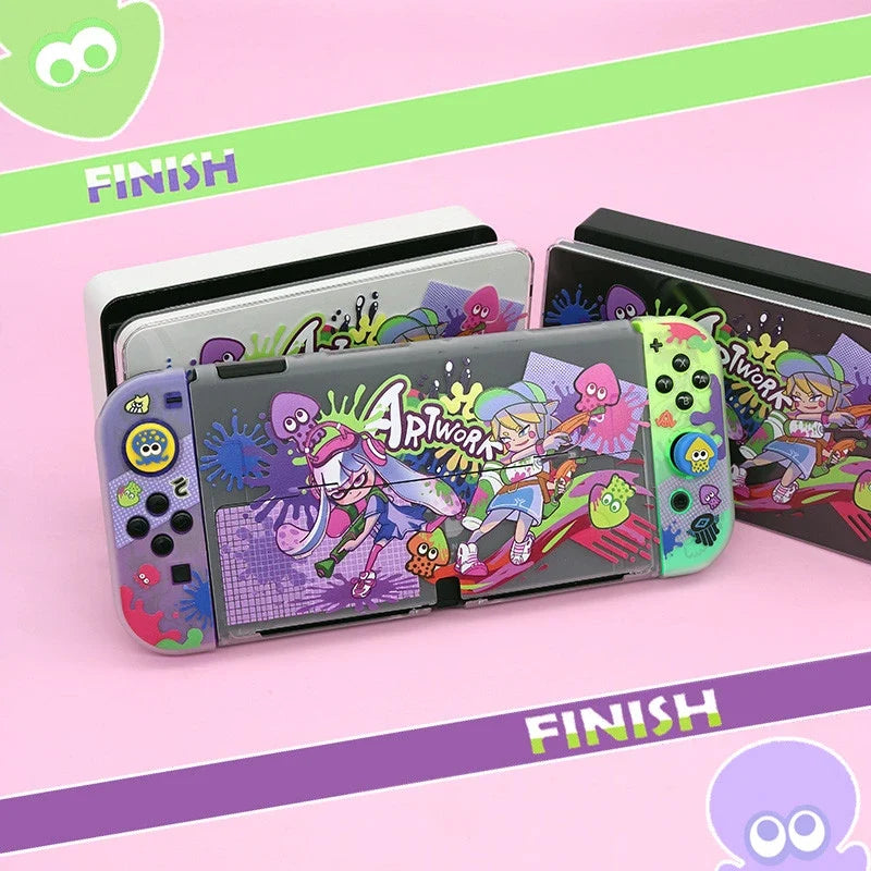 Anime Split Protective Case for Nintendo Switch OLED Transparent Matte Anti-slip Joy-Con Controller Protective Case Dock Cover
