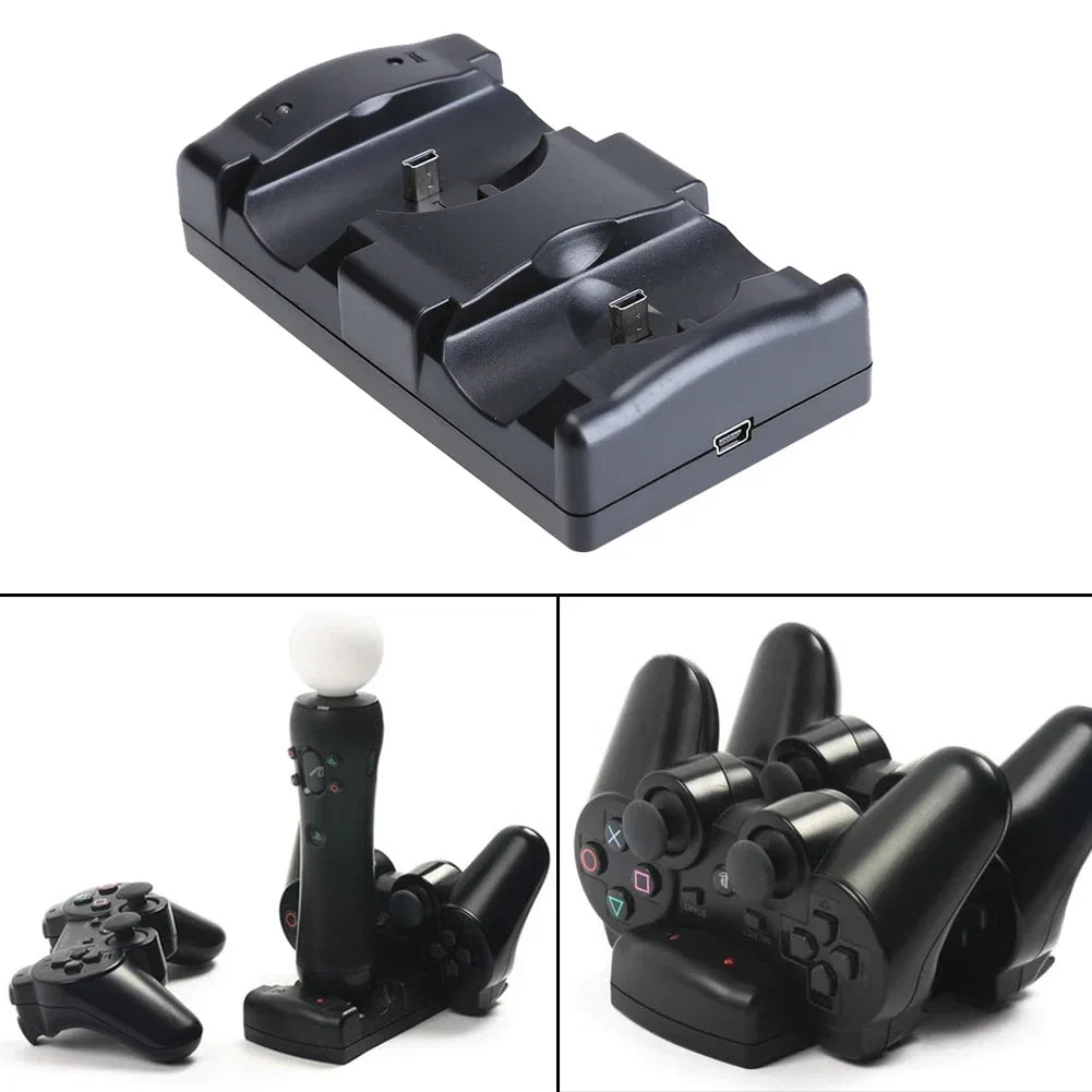Game Controller Charging Station Professional Charging Cradle Dock Station for PS3/PS3 Move Wireless Controller