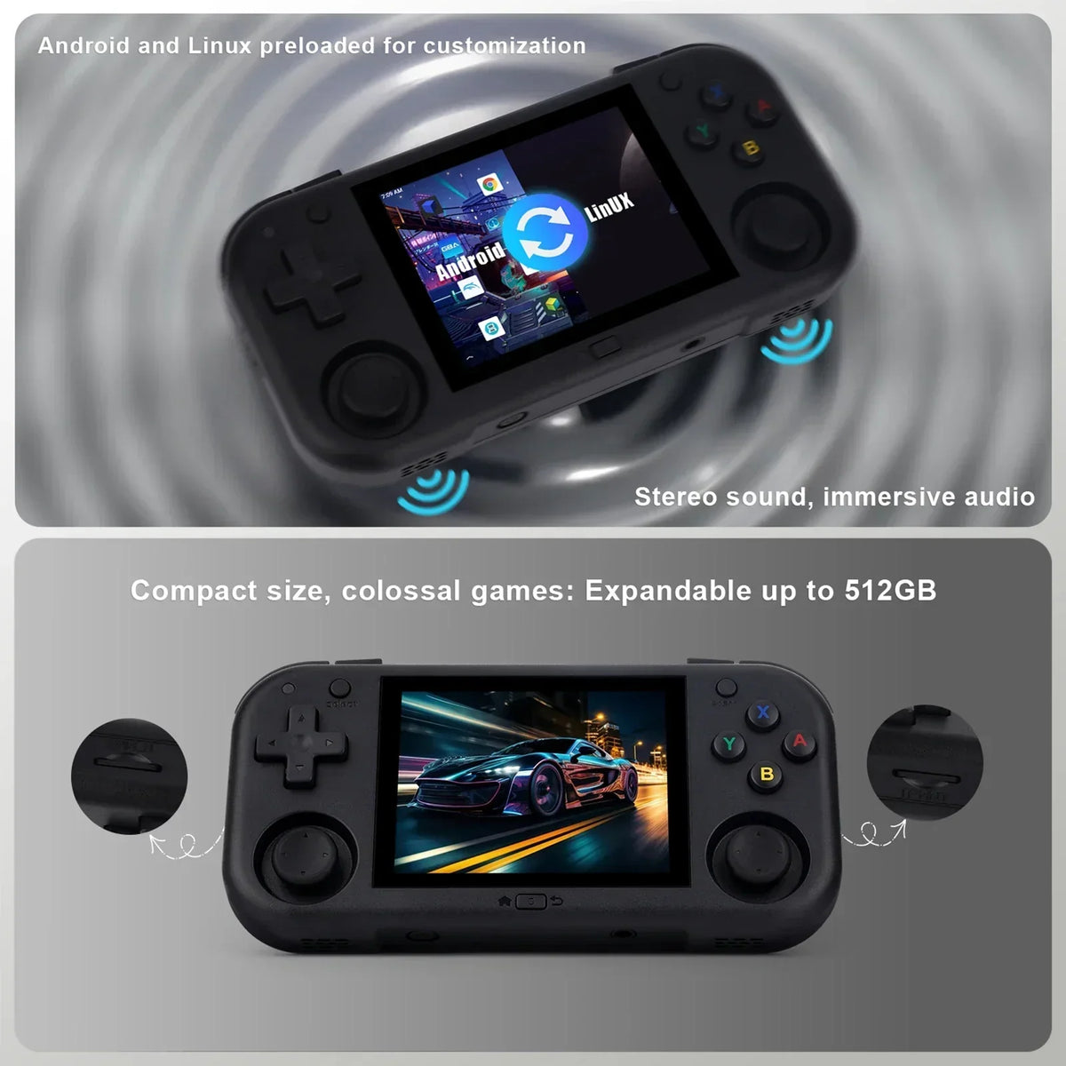 Ampown Mini Zero 28 Retro Handheld Console 2.8 Inch 9000+ Games