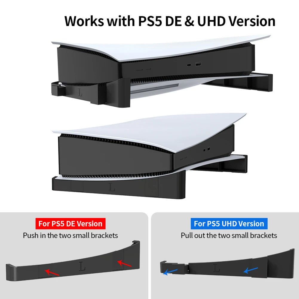 2pcs/set Horizontal Storage Stand for PS 5 PS5 Digital / Optical Drive Edition Game Console Dock Mount Holder White/Black stand