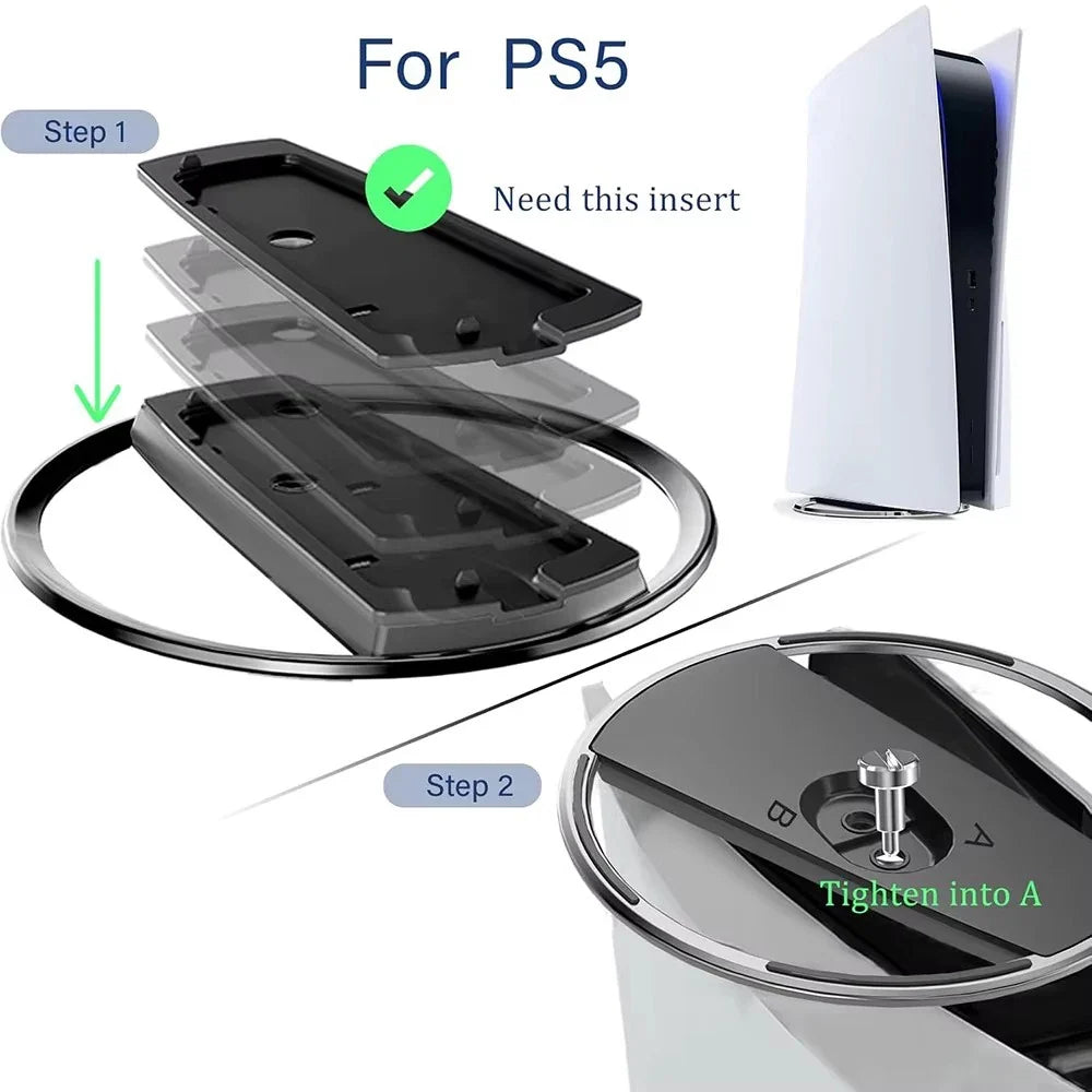Portable Metal Vertical Stand for PS5 & PS5 Slim Digital Disk Version Anti-Slip Base Holder for Playstation 5 Pro Game Console