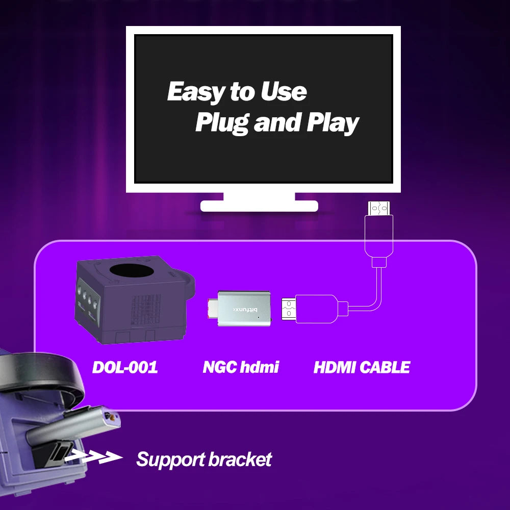 BitFunx NGC To Digital HDMI Converter Adapter Line Doubler and SD2SP2 MicroSD Card Reader Adapter For All Gamecube Game Consoles