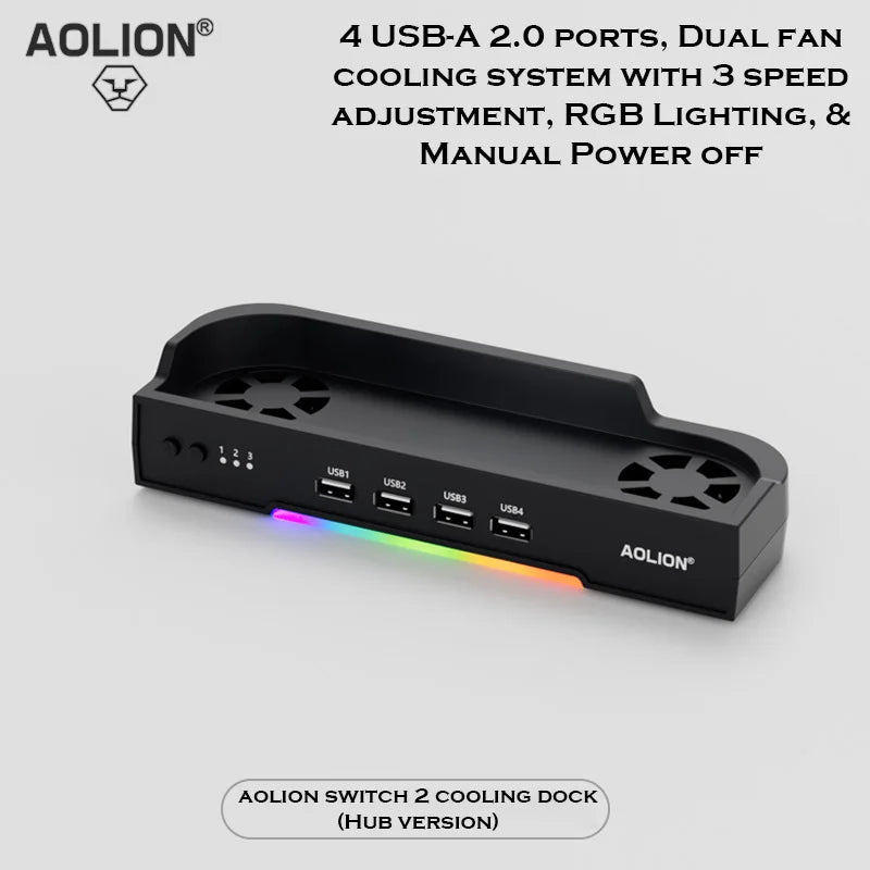 Cooling Fan Base for Nintendo Switch 2 with RGB Light Bracket