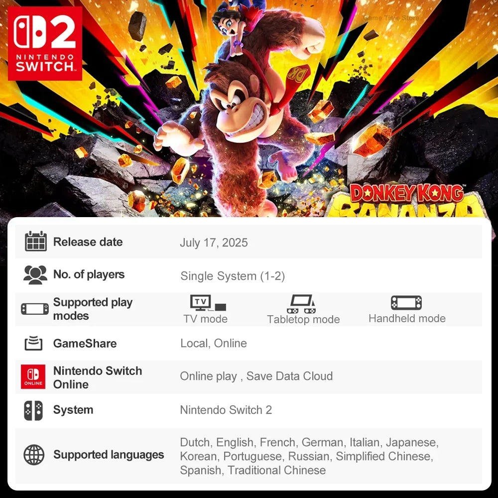 Donkey Kong Bananza for Nintendo Switch 2 Physical Game Card