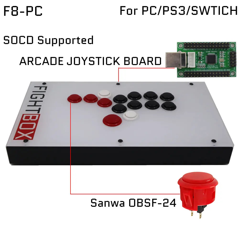 FightBox F1-F9 Sanwa Button Hitbox Arcade Fight Stick for PS4/PC