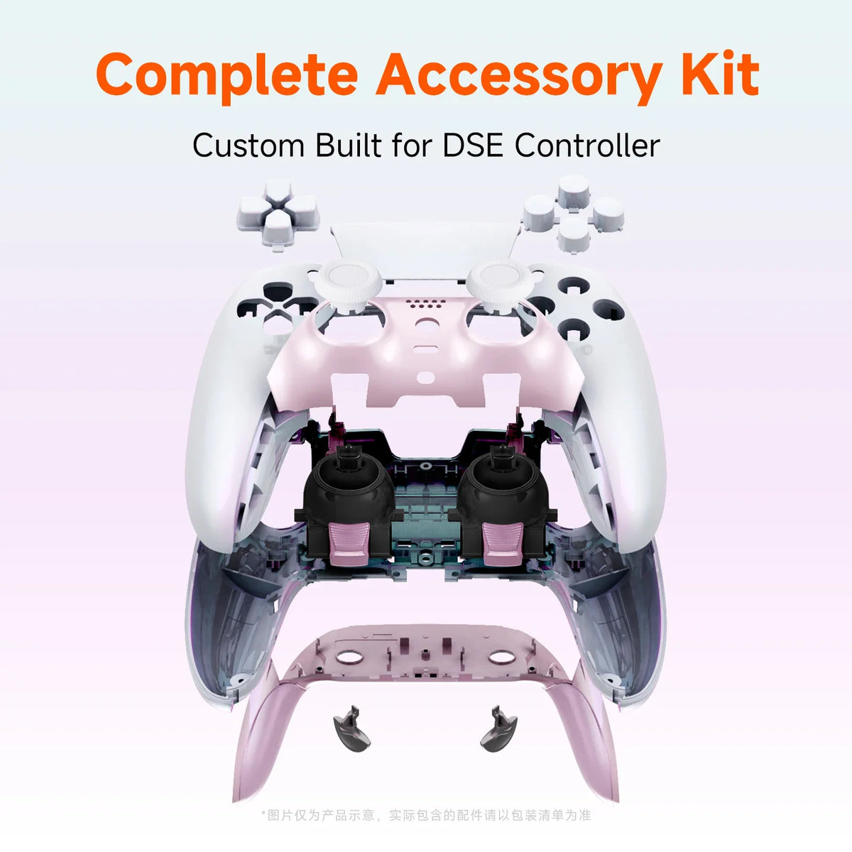 Suitable for PS5 Edge controller full-wrap shell, with buttons, touchpad cover, joystick cap, shoulder buttons, FN button, HOME