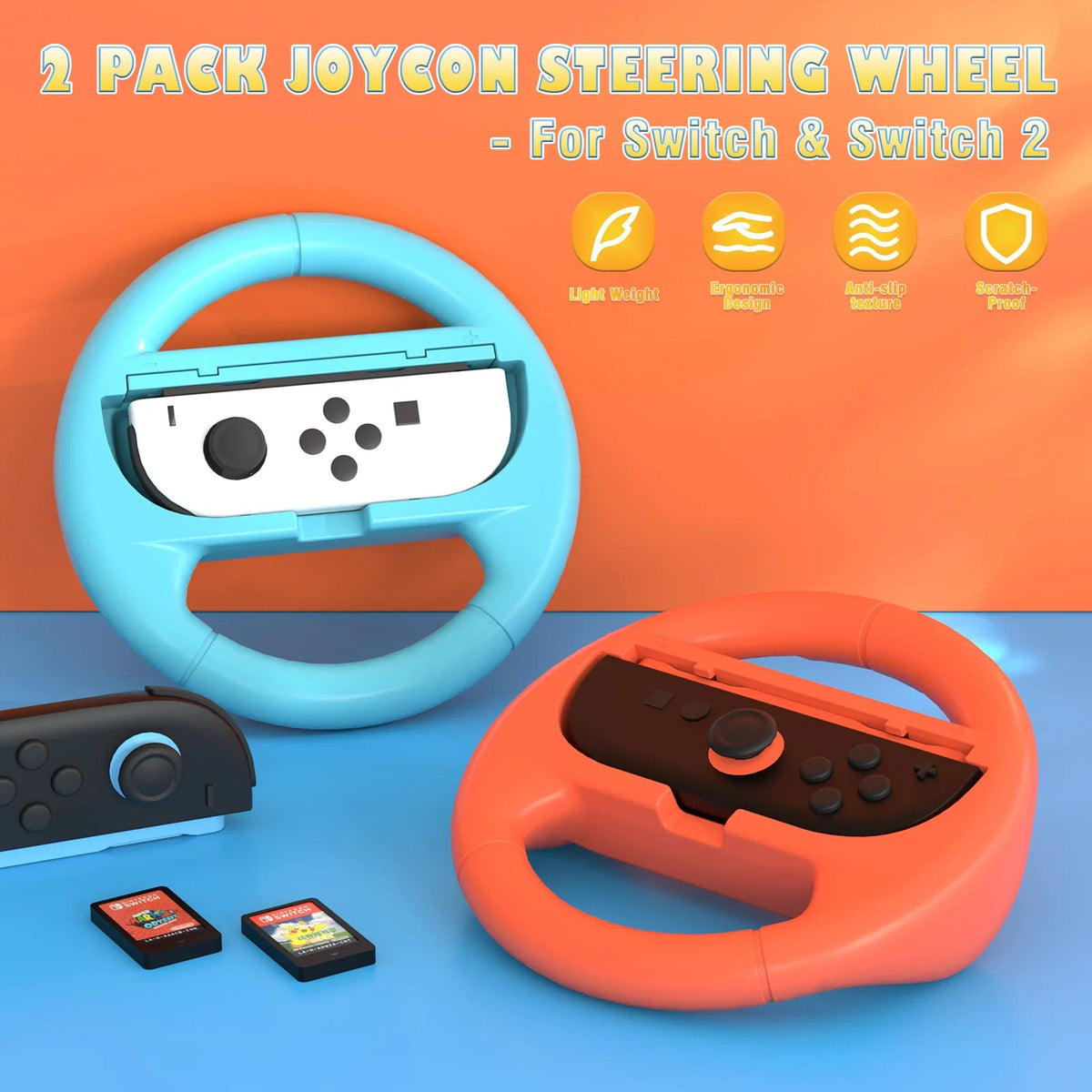 Steering Wheel Grip for Nintendo Switch 1/2, Racing 2Pcs/Set