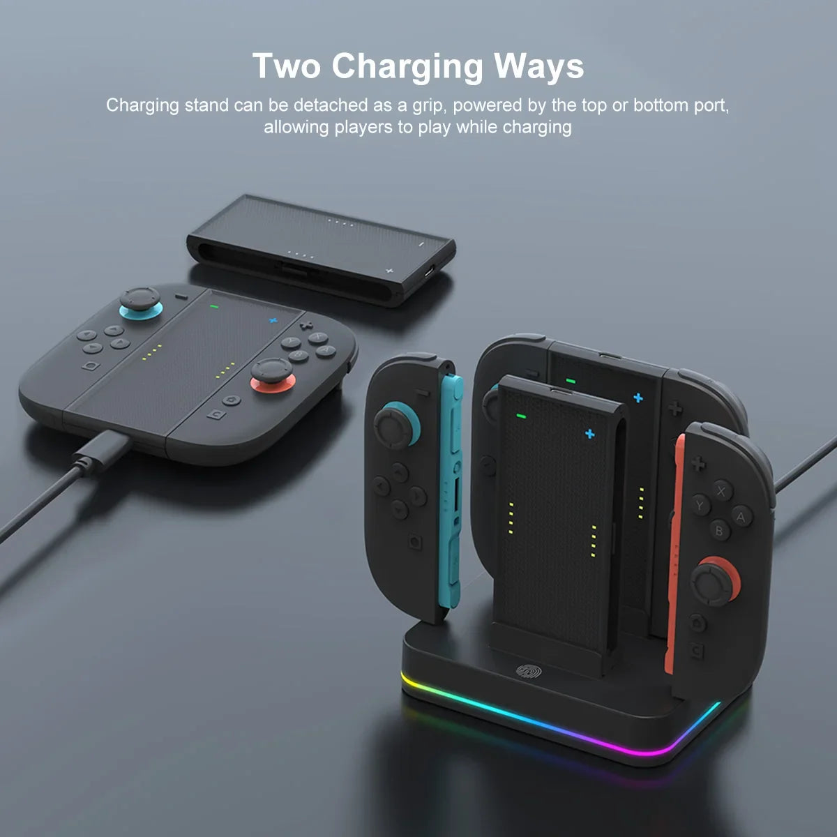 REMANK Nintendo Switch 2 Joy-Con Charging Dock, 4-in-1 RGB