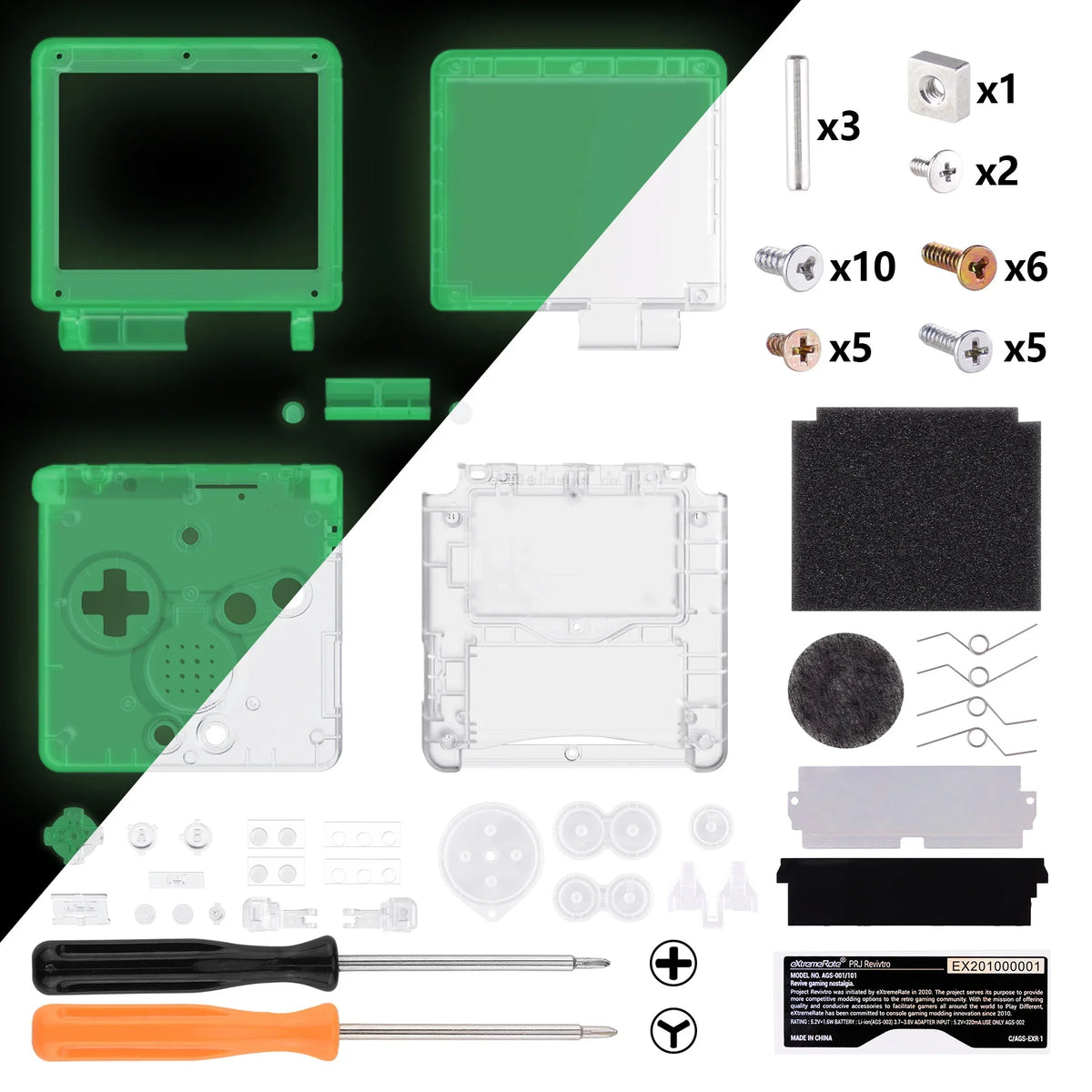 eXtremeRate Custom Replacement Housing Shell for Gameboy Advance SP (GBA SP) - Clear Series