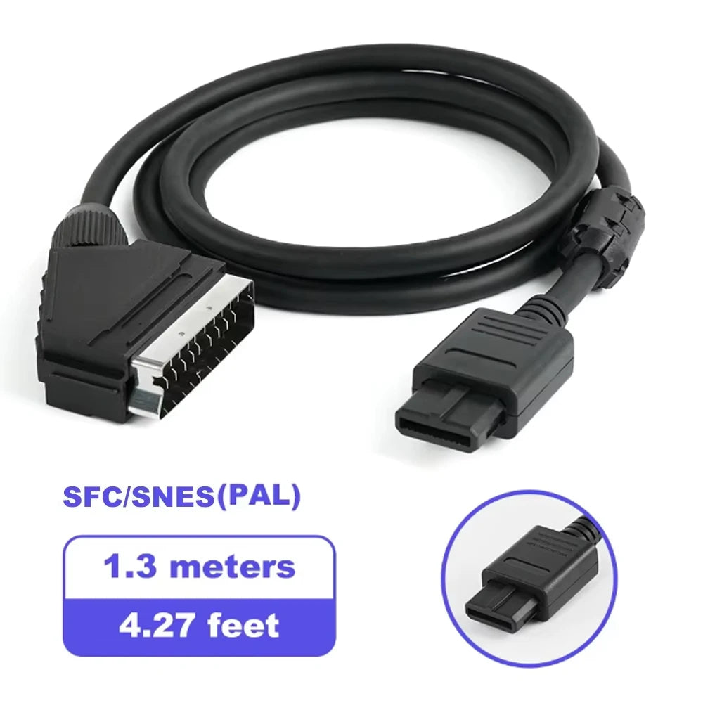 RGB SCART Cable for Saturn, 1.3m Composite Video On SYNC