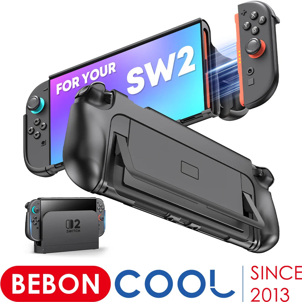 BEBONCOOL Ergonomic Grip Protective Case for Nintendo Switch 2 2025 with Original Dock Portable Travel Case for Switch 2