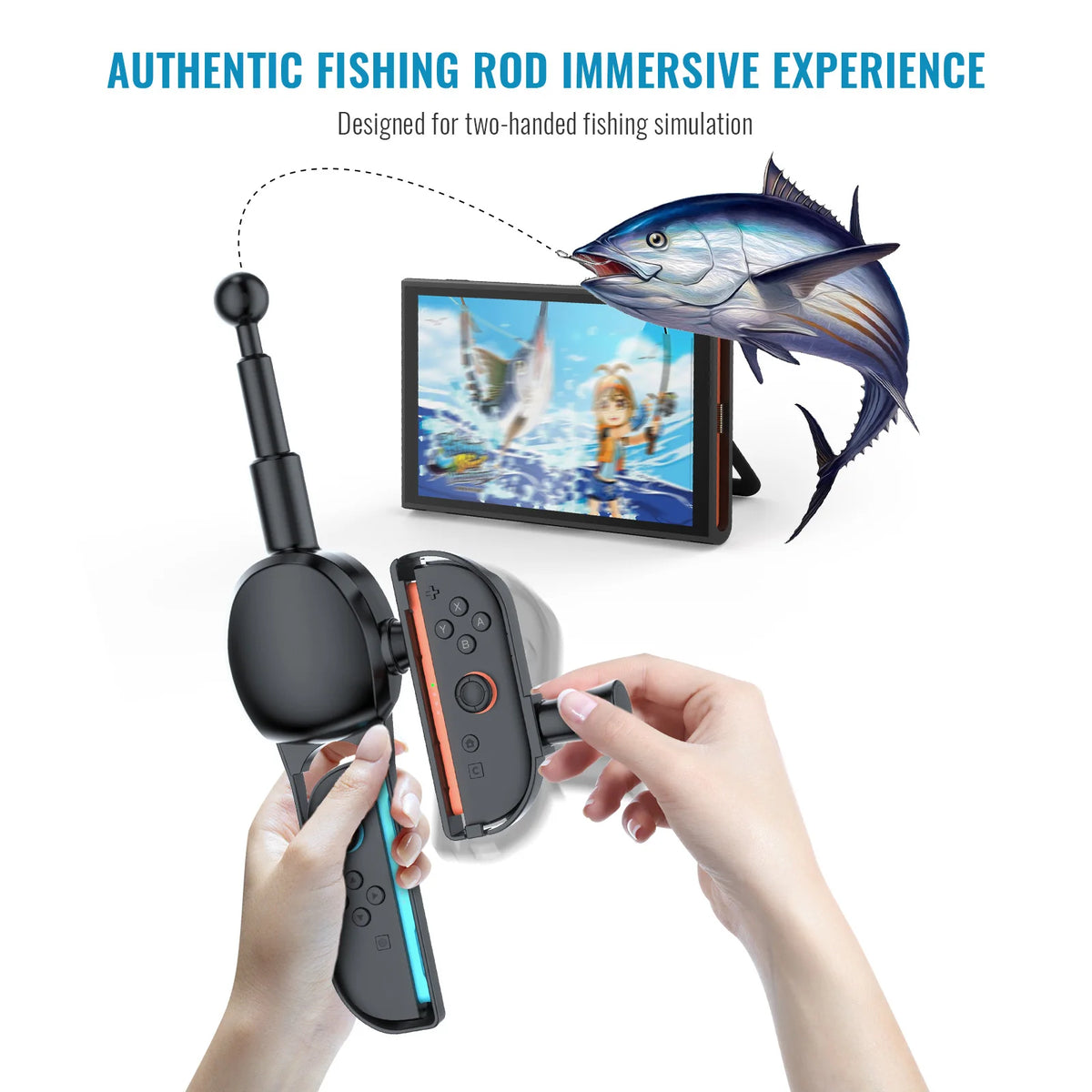 Fishing Rod NS2285 for Switch 2 with R Key,Fish Game Kit For Switch 2 for Legendary Fishing/Fishing Star World Tour/The Strike