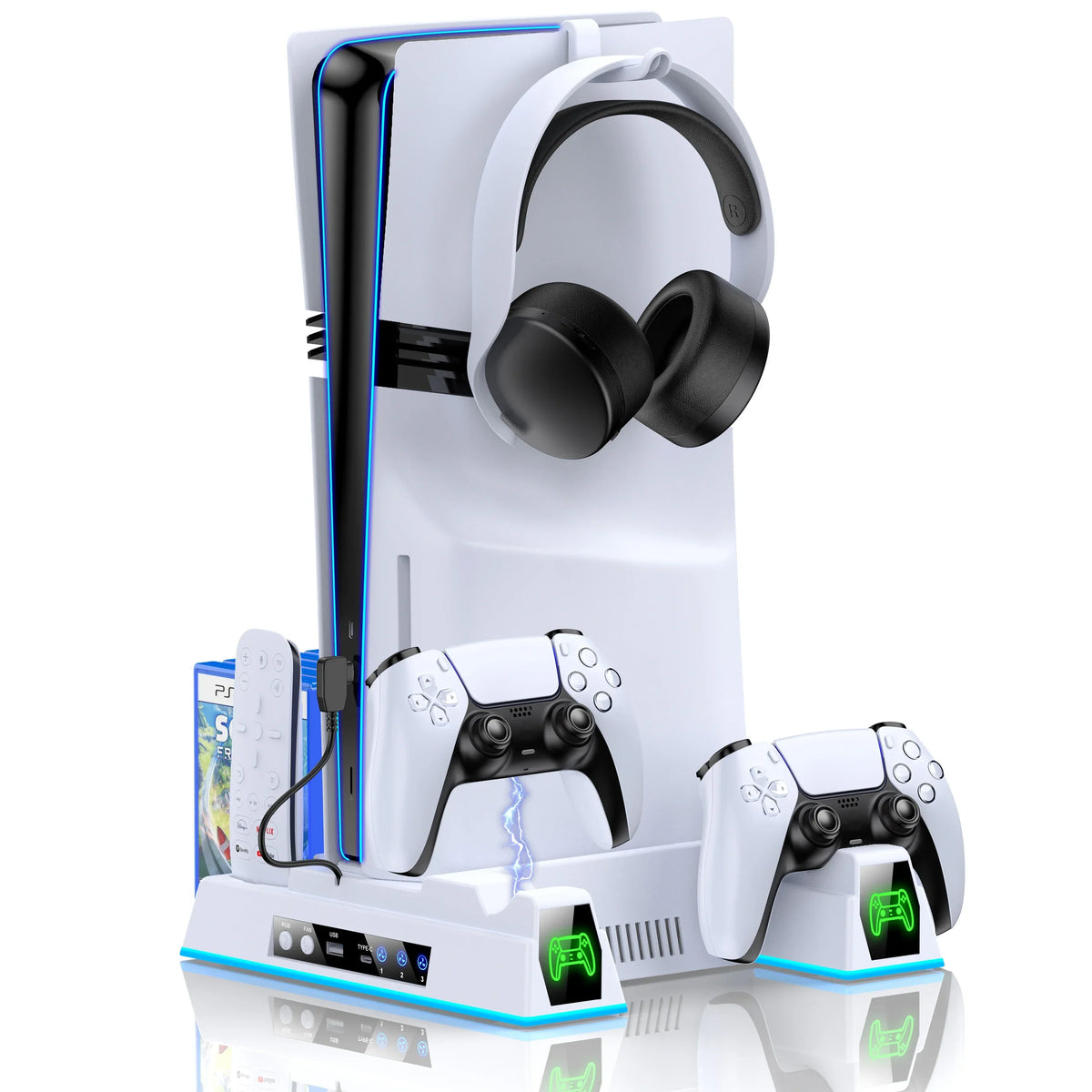 DinoFire S8000 Cooling Stand for PS5 with Dual Controller Charger