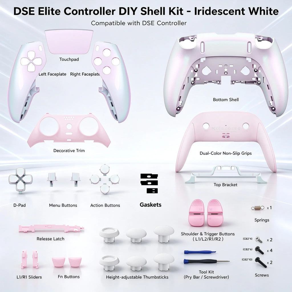 Suitable for PS5 Edge controller full-wrap shell, with buttons, touchpad cover, joystick cap, shoulder buttons, FN button, HOME
