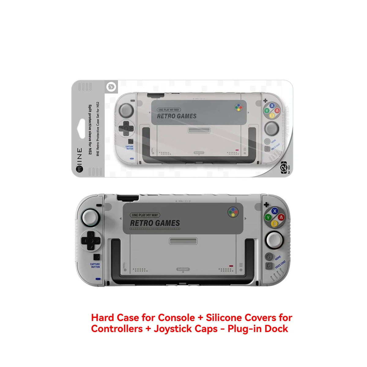 IINE Retro Case for Nintendo Switch 2 Full Wrap Silicone Cover