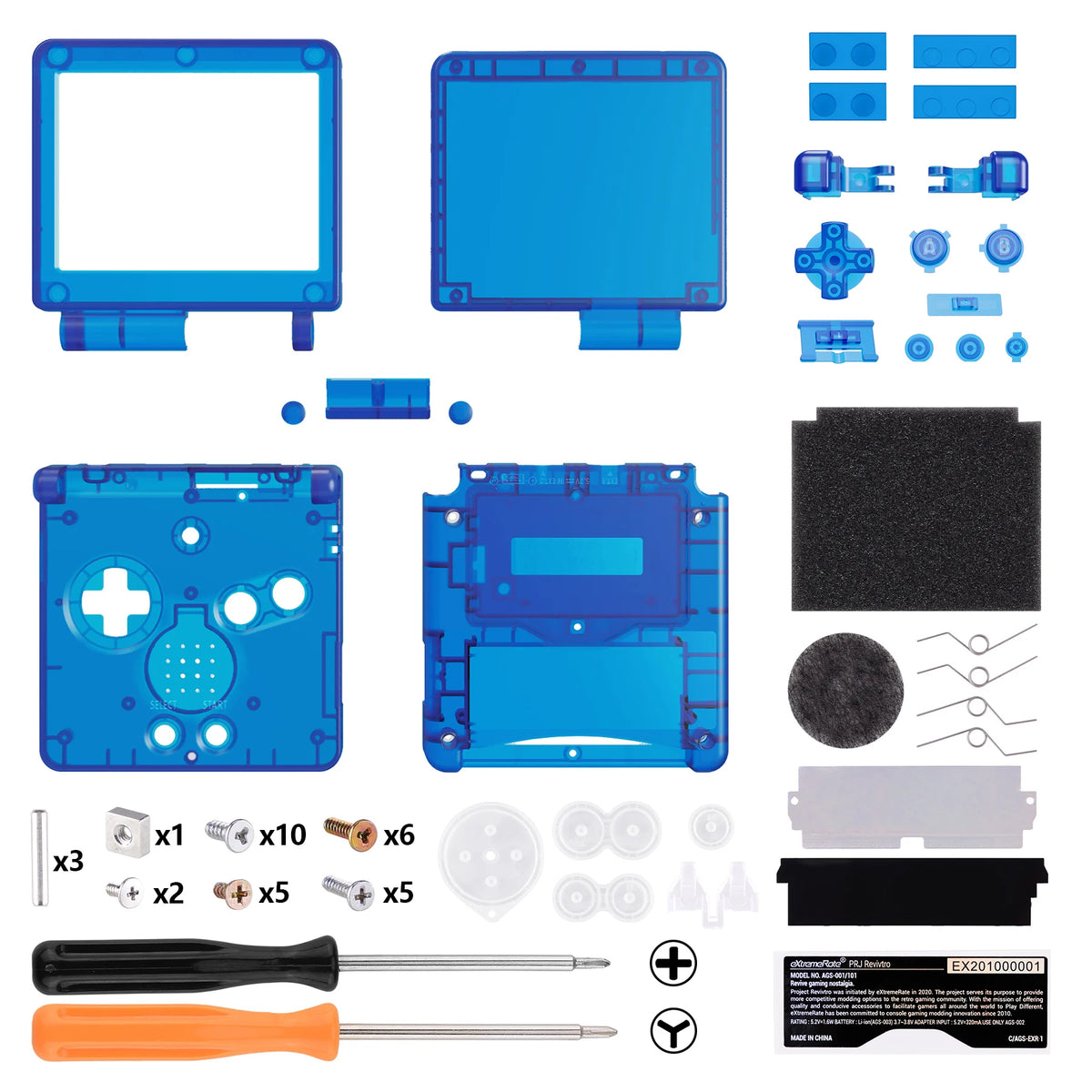 eXtremeRate IPS Ready GBA SP Clear Shell for IPS & Standard LCD