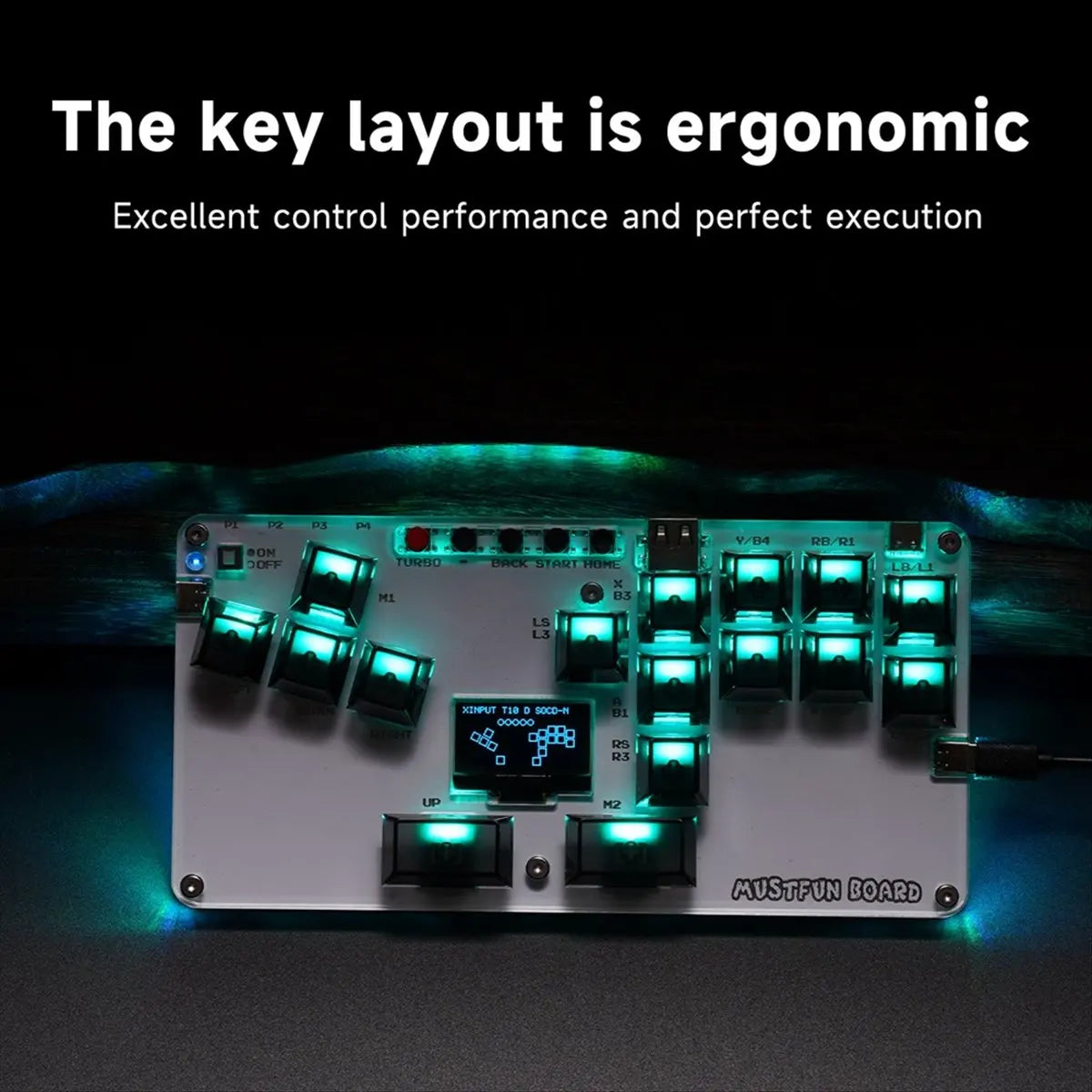 newT77 MustFun Hitbox Controller Mini Leverless Arcade Stick Controller for PC/PS3/PS4/Switch and Fightstick Arcade Games White