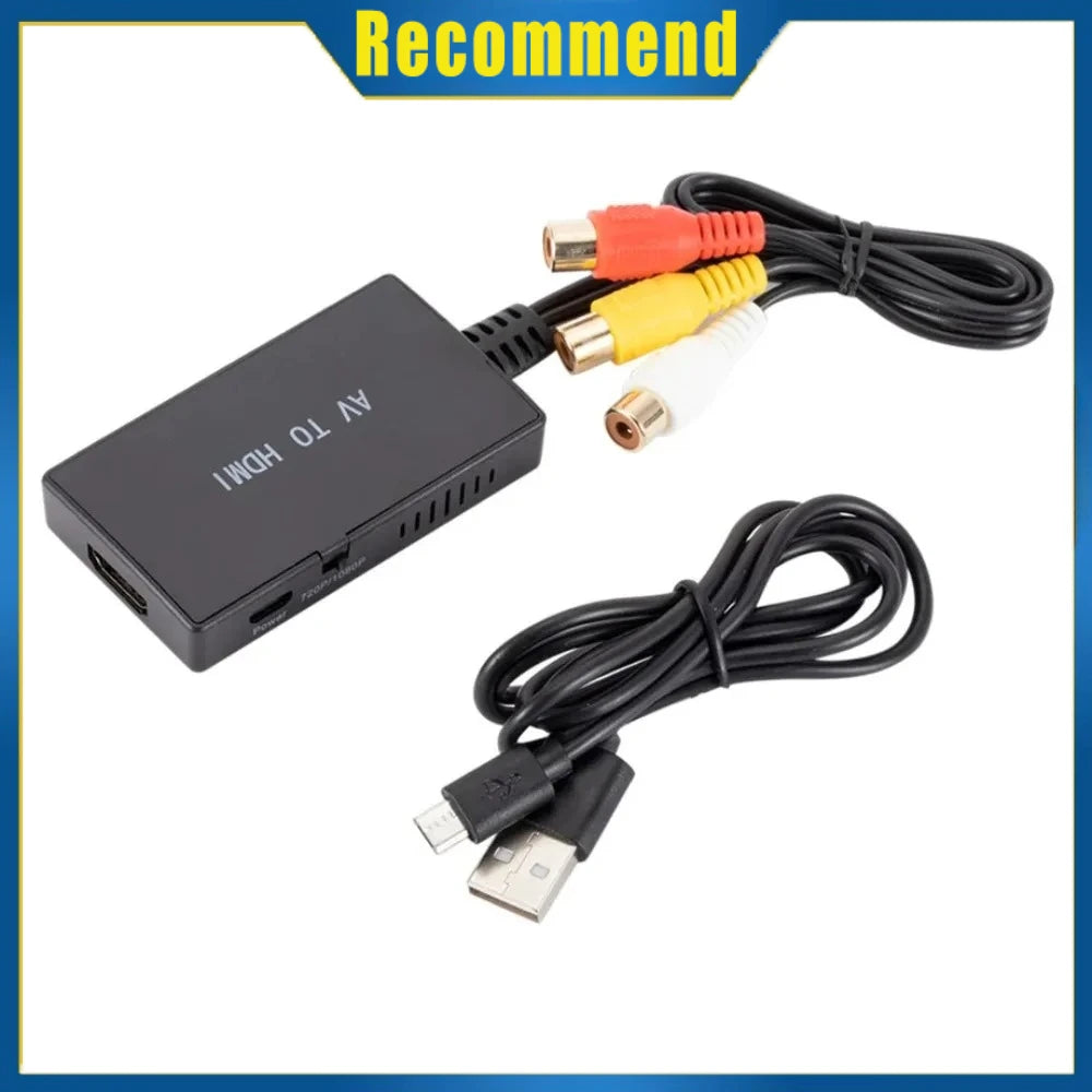 AV To HDMI RCA To HDMI Video Composite Adapter Converter with USB Cable CVBS AV Adapter for N64 Wii PS1/2/3 Xbox One SNES Etc